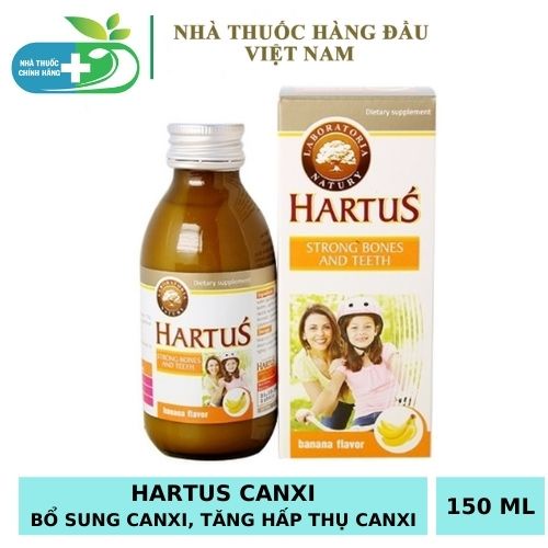 Hartus Canxi, bổ sung canxi, vitamin D3, vitamin K, hấp thụ Canxi tối đa cho trẻ (Lọ 150ml)