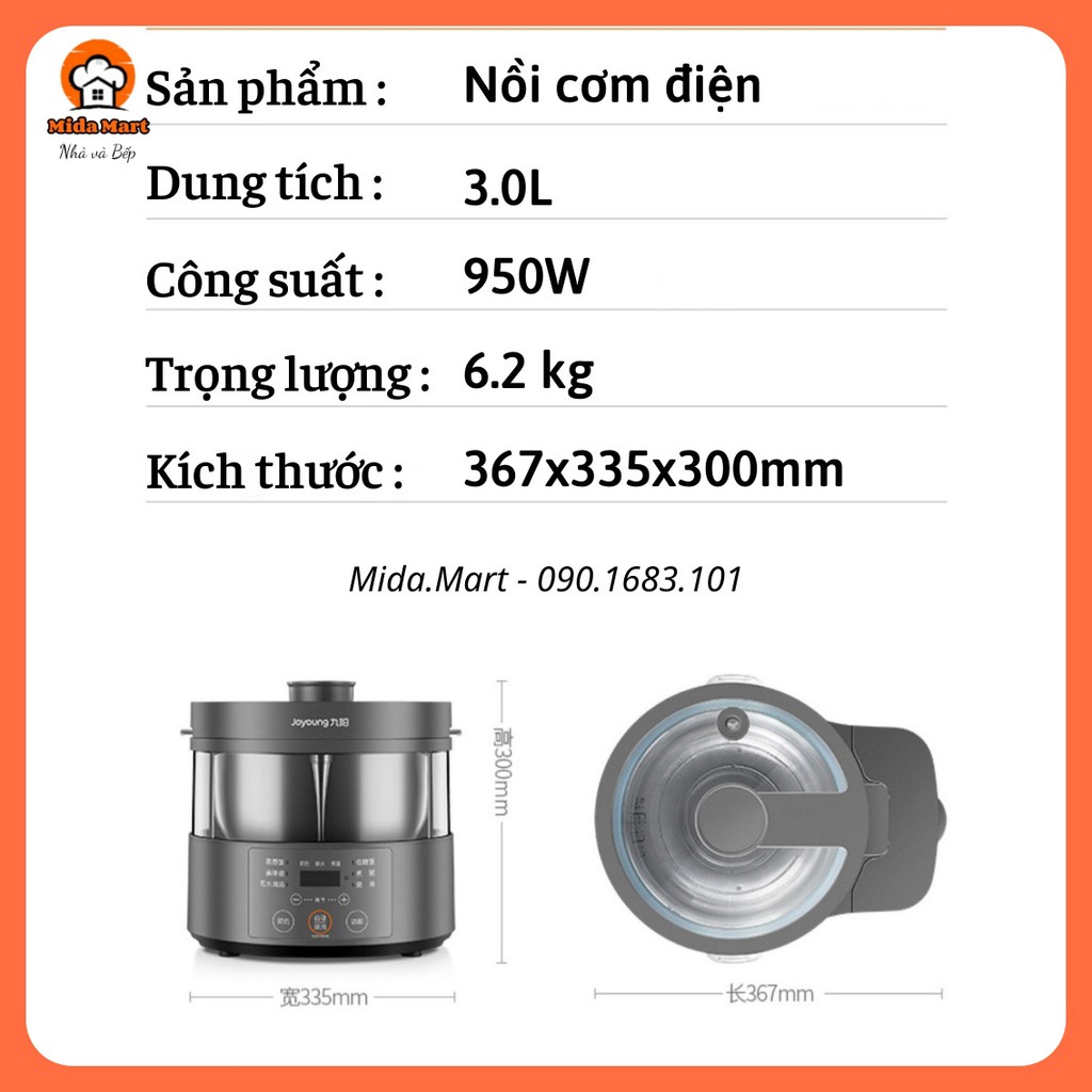 🔥 NỒI CƠM ĐIỆN 3L ĐA CHỨC NĂNG CHÍNH HÃNG JOYOUNG F30S-S160 BẢO HÀNH 6 THÁNG 🔥
