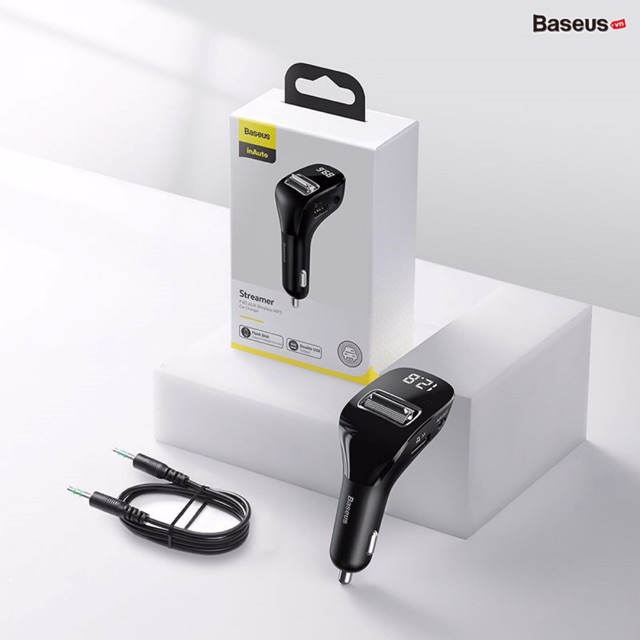 Tẩu sạc đa năng tích hợp phát nhạc từ USB dùng cho xe ô tô Baseus F40 AUX/FM Wireless MP3 Car 3A, 2 Port, Bluetooth 5.0