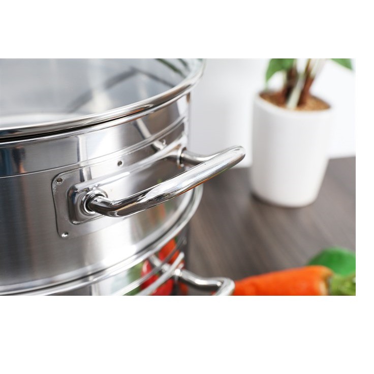 Bộ nồi xửng hấp inox 430 bếp từ 3 đáy Fivestar Standard 30 cm nắp kính.tặng 2 vá canh inox