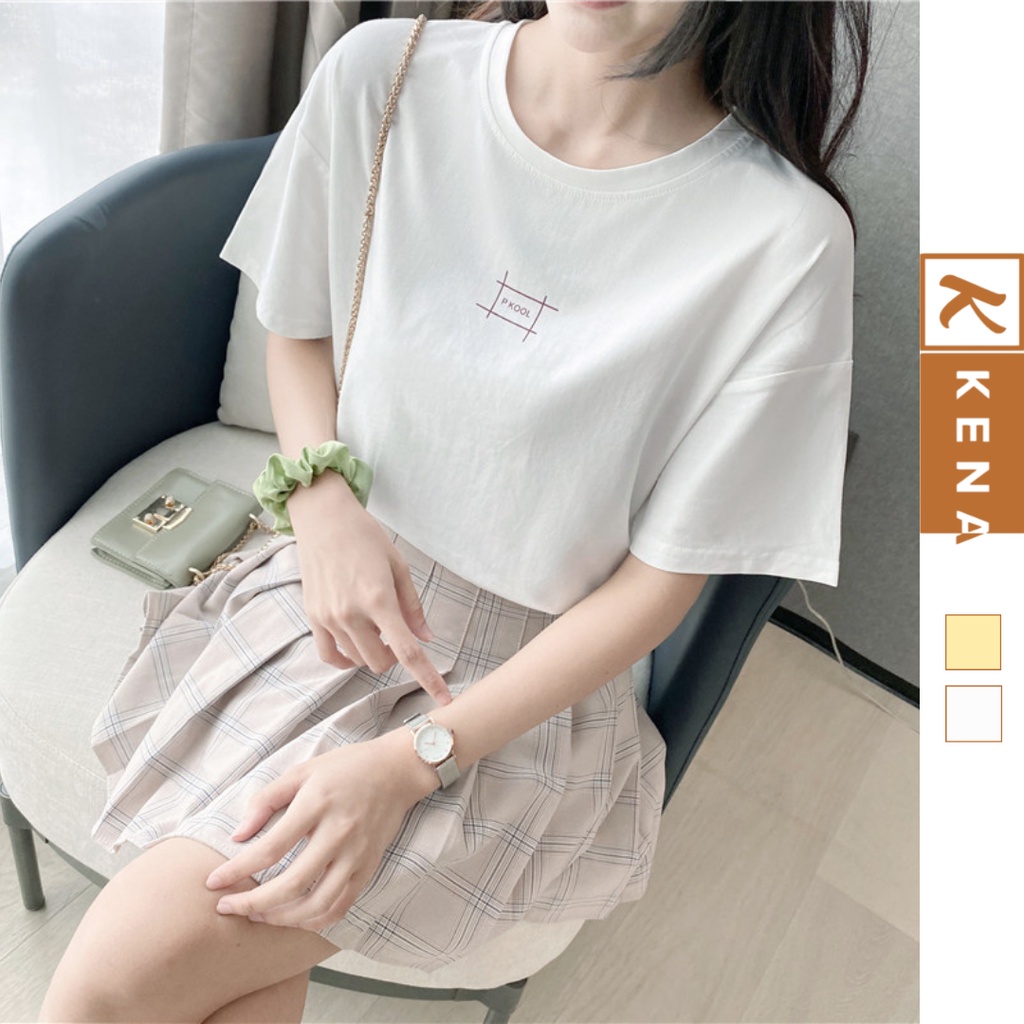 Áo thun nữ freesize KENA form unisex tay lỡ in hình đơn giản KAT-097