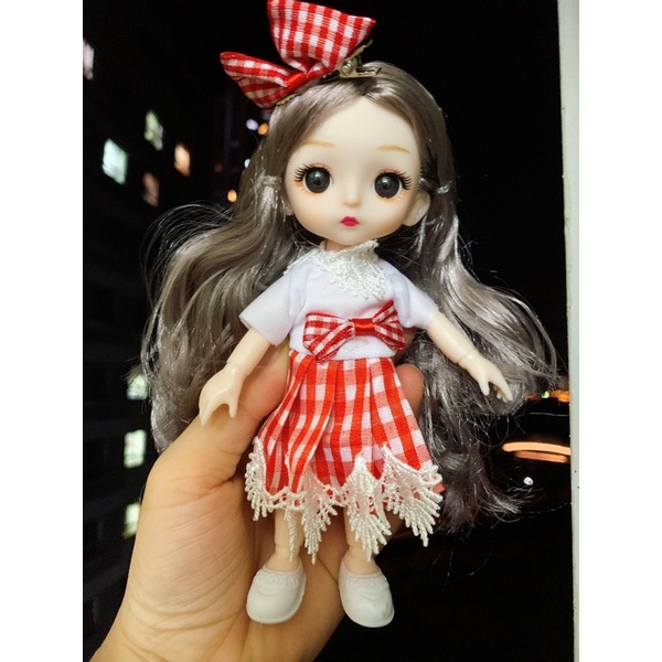 Búp bê công chúa tóc dài 3D cho bé, 13 khớp cao 17cm, họa tiết xinh xắn dễ thương là người bạn đồng hành chơi cùng bé
