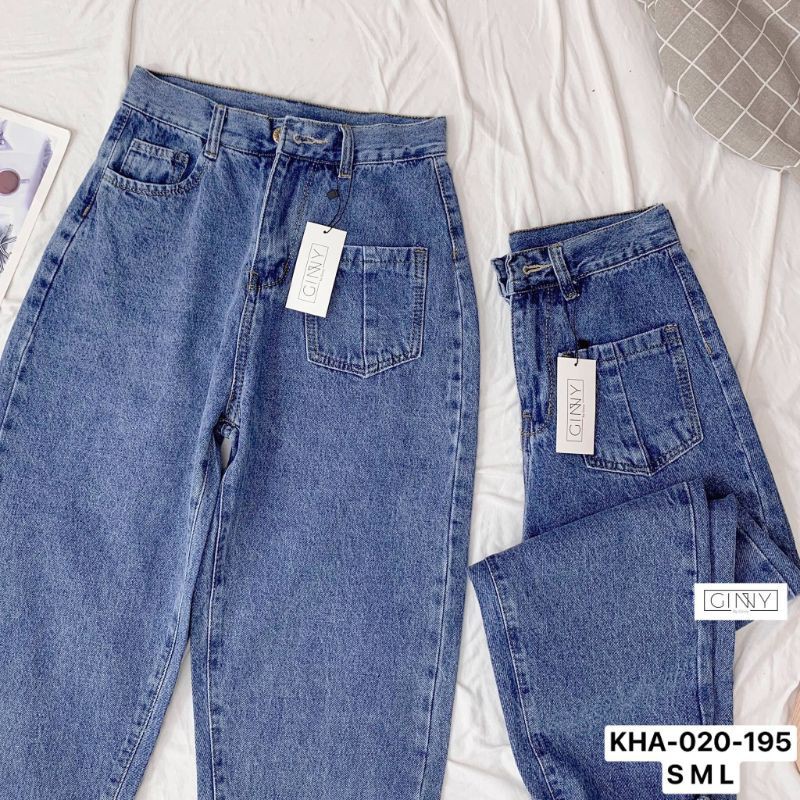 Quần Jean Baggy KHA-020| Quần 9 Tấc Nữ| Jean Hack Dáng Basic