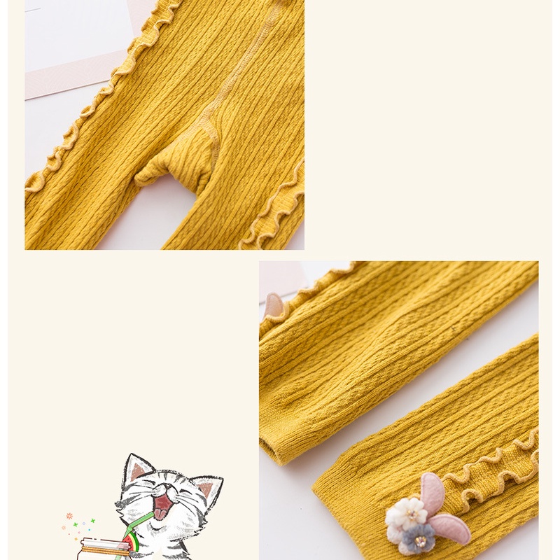 Quần legging  bằng cotton họa tiết sọc và thỏ thời trang cho bé gái 0-5 tuổi