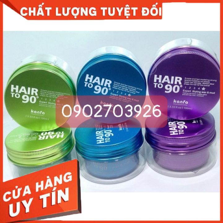 sáp ,Wax tạo kiểu tóc HAIR TO 90 100gr Kanfa-tạo nếp toc ấn tượng  cho nam giớ-giữ nếp tóc lâu-không khô tóc(có 3 mà