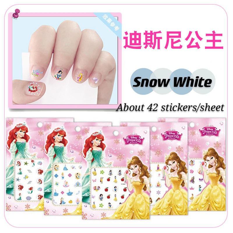 Set 5 tờ nhãn dán móng Frozen Sophia Cinderella bạch tuyết