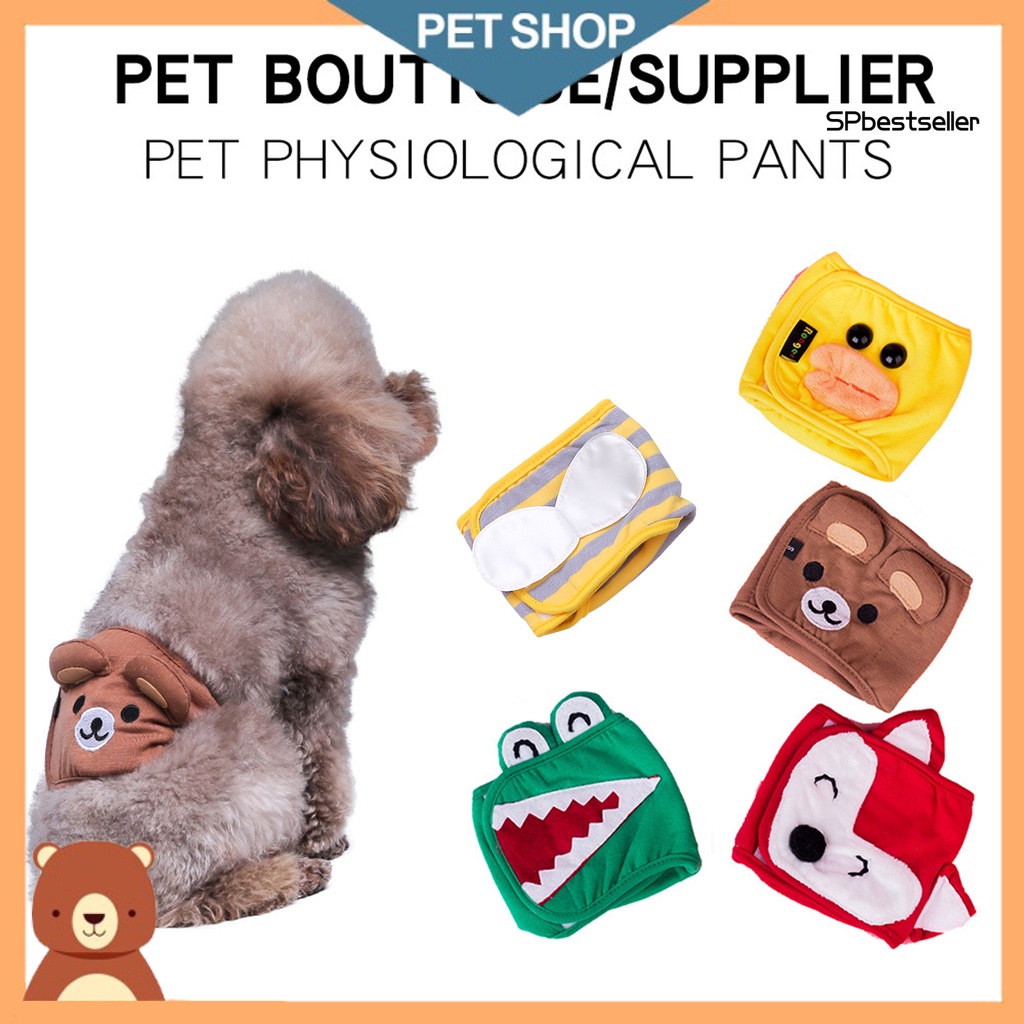 Tã quần bằng vải dệt kim chống rò rỉ họa tiết hoạt hình có thể điều chỉnh dành cho thú cưng