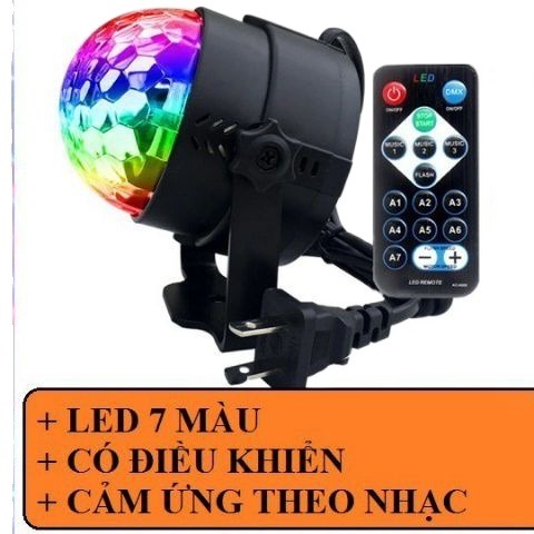 Đèn led xoay 7 màu, Bóng đèn led trang trí sân khấu, phòng karaoke, Đèn vũ trường cảm ứng theo nhạc