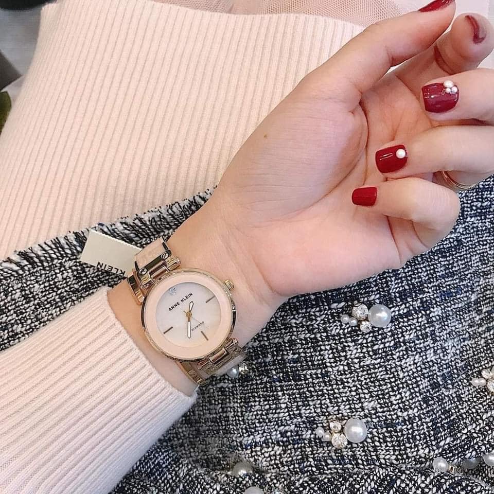 Đồng hồ nữ chính hãng mặt tròn đồng hồ đeo tay nữ đẹp Anne Klein AK/2512LPGB