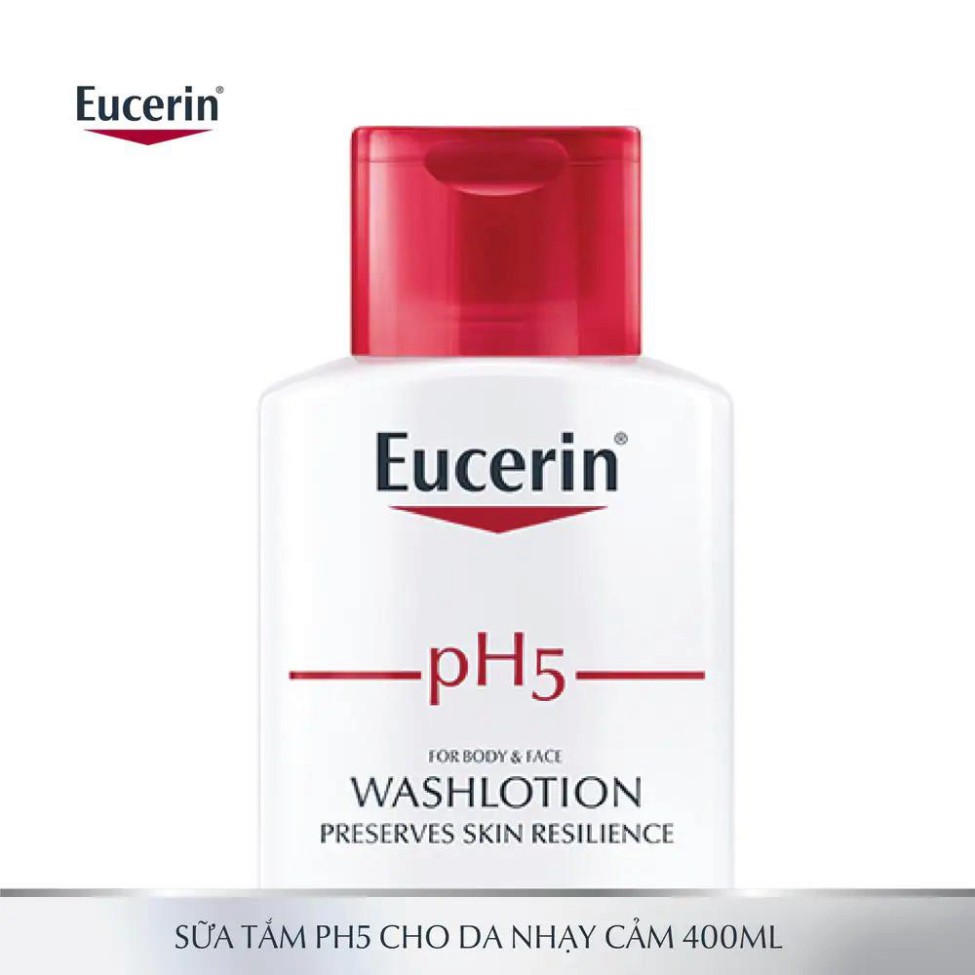 [CHÍNH HÃNG] Sữa tắm dành cho da nhạy cảm Eucerin Washlotion pH5 200ml &amp; xịt khoáng cấp âm 50ml