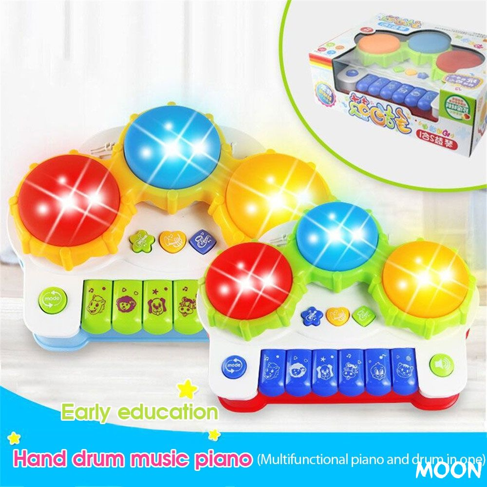 ♡ Children's electric hand drum toy sound and light music educational electronic organ 2 in 1 toy ▍MOON