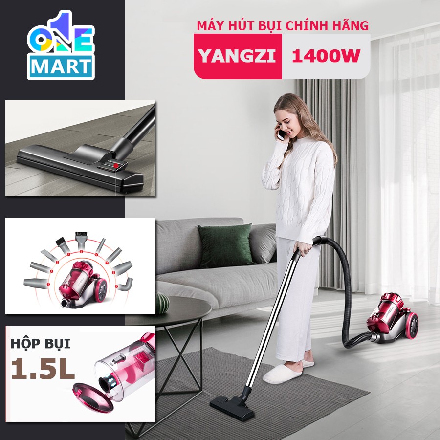 Máy hút bụi công suất lớn Yangzi XC87 công suất 1400W lực hút 17kPa hút sạch bụi bẩn trên mọi địa hình tặng 9 đầu hút