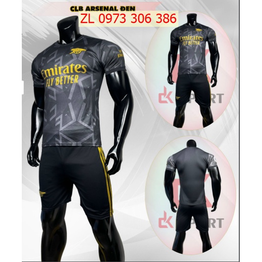 Bộ đồ đá banh CLB Arsenal  đen Ngưới lớn &amp; Trẻ em