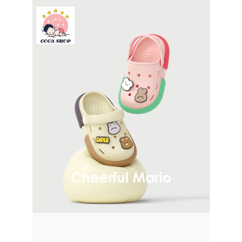 Dép Sục Cheerful Mario Cho Bé , Dép Sục Siêu Nhẹ , Chống Trơn Trượt Siêu Đáng Yêu