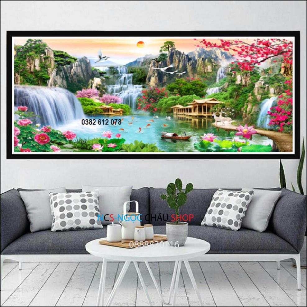 Tranh thêu chữ thập Phong Cảnh LV3387 (Tranh thêu 3d) NCS-NGỌC CHÂU SHOP