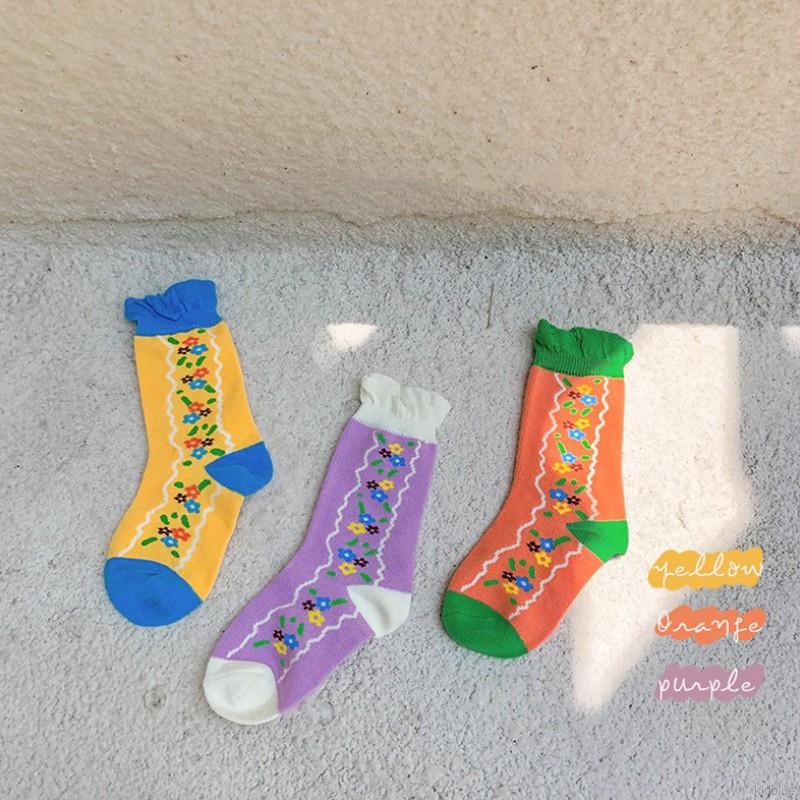 Vớ cotton thêu họa tiết phong cách Hàn Quốc dễ thương cho bé