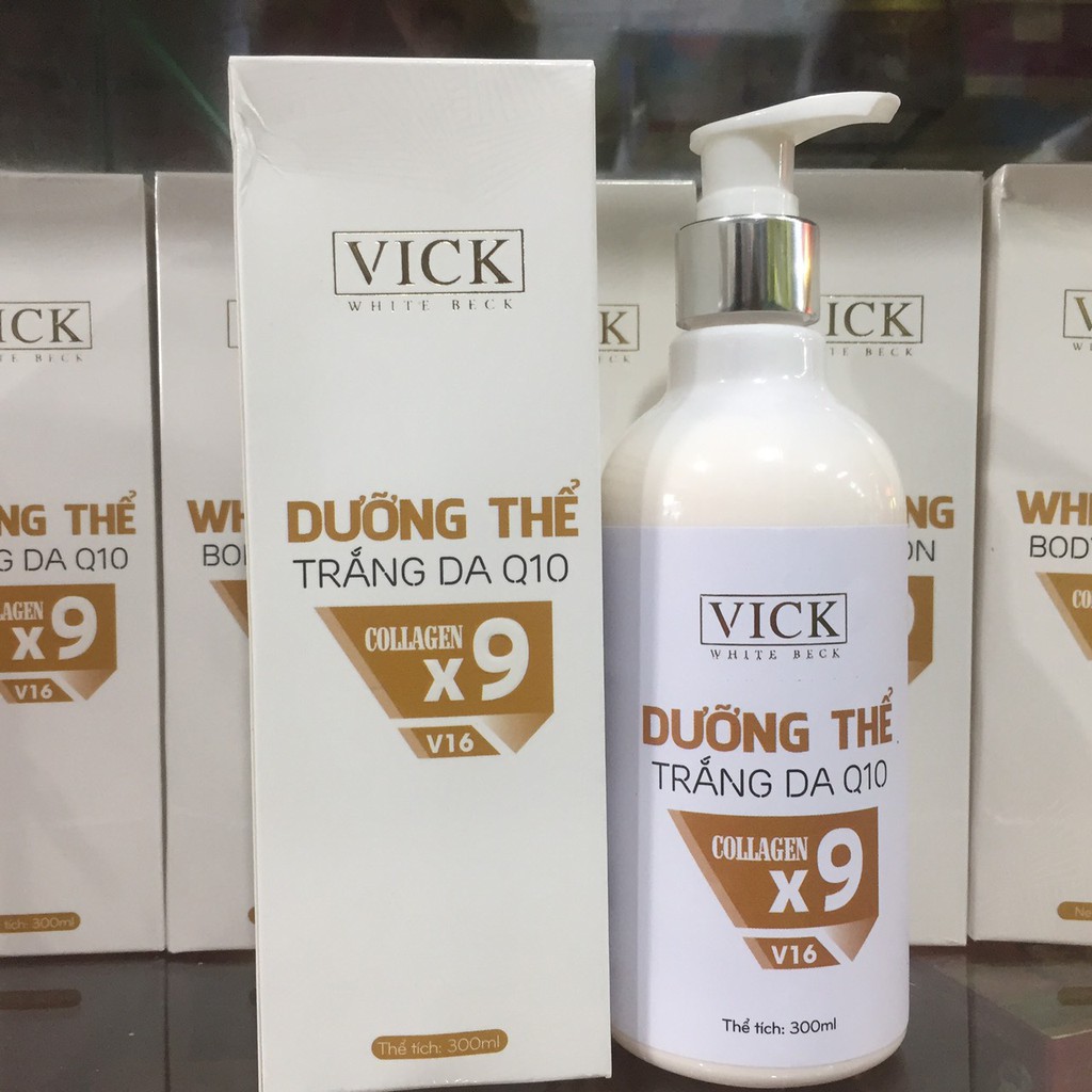 VICK Dưỡng thể trắng da Q10 collagen x9 V16