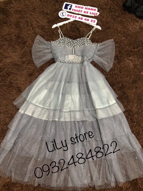 ẢNH &amp; VIDEO THẬT 10000%  Đầm xoè rớt vai tầng kết đá