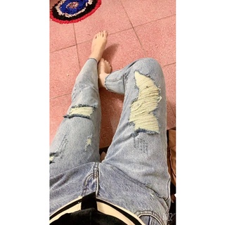 Quần jeans nữ,quần bò boy rách,quần jean lưng cao chất co giãn nhe