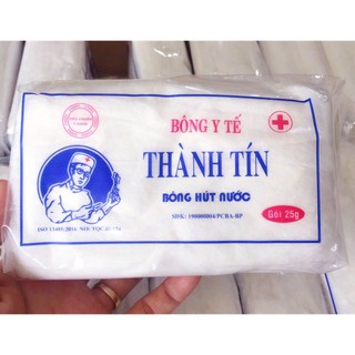 Bông y tế 25g, sợi bông cotton, dùng để lau rửa các vết thương, nhét tai mẹ khi sinh em bé, hay đi máy bay