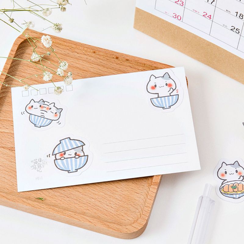 Hộp 45 nhãn dán kín hình mèo dễ thương trang trí nhật ký sổ lưu niệm tự làm