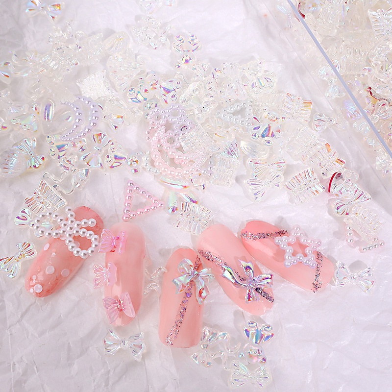 1 Hộp Phụ Kiện 3D Trang Trí Móng Tay Hình Nơ Hoạt Hình Dễ Thương