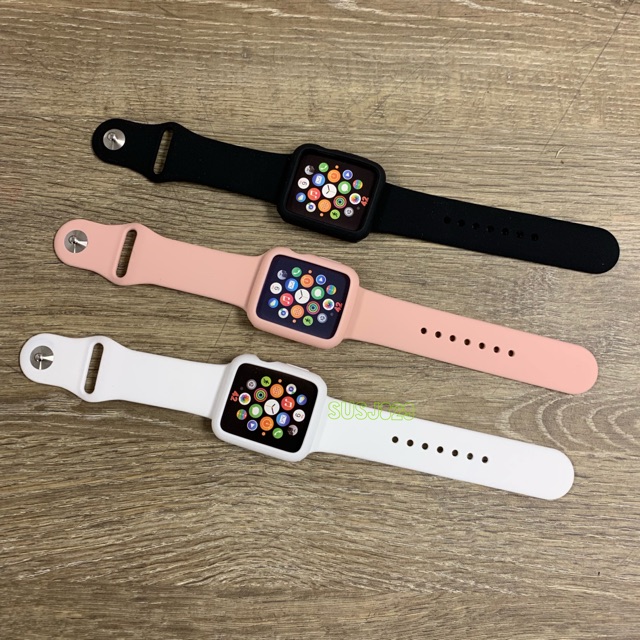 Combo dây cao su ốp apple watch (có xanh pine green mới)