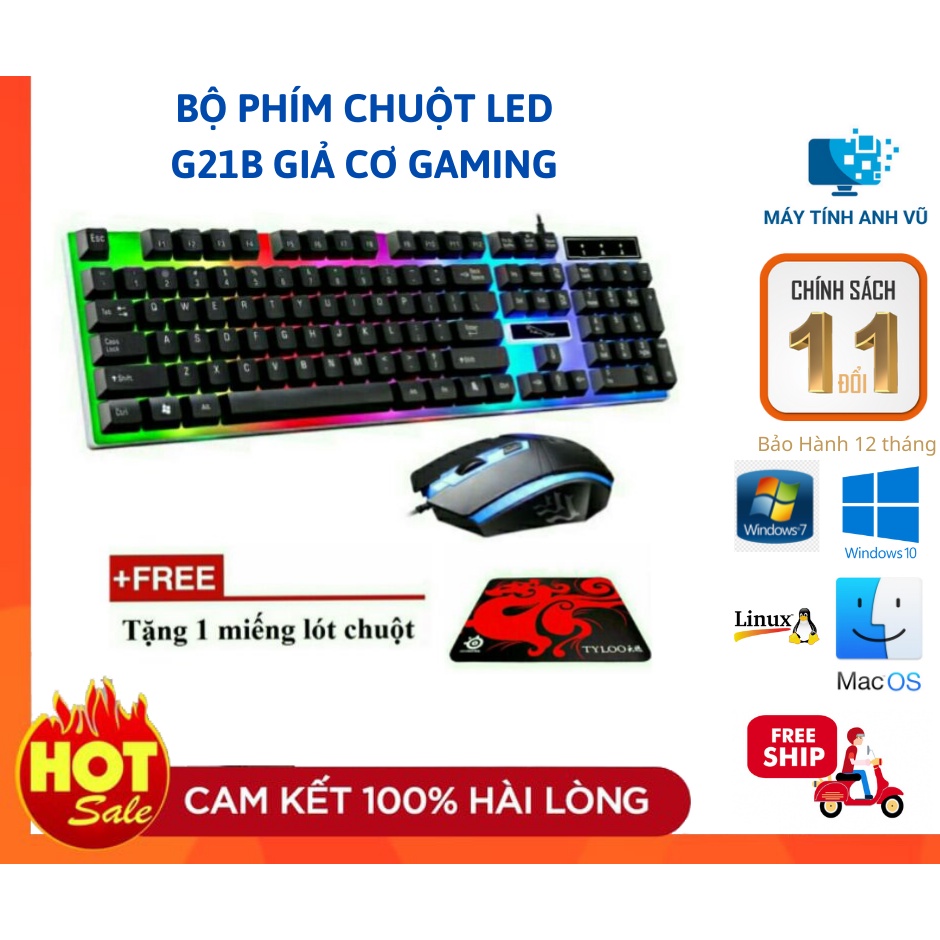 Bộ bàn phím và chuột G21B LIMEIDE T11 chuyên Game Led nhiều màu siêu đẹp Tặng Lót