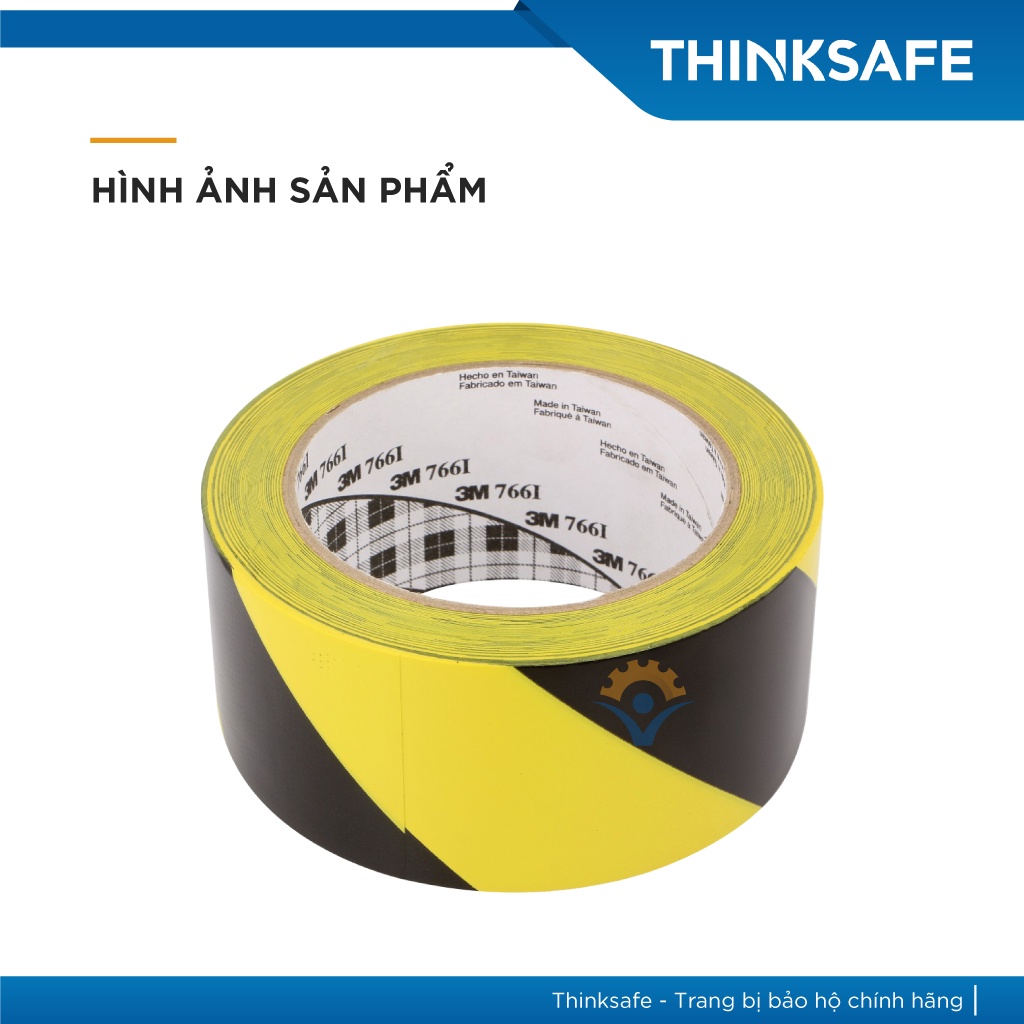 Băng keo cảnh báo dán nền 3M 766 (màu vàng - đen) 50mm x33m- Thinksafe