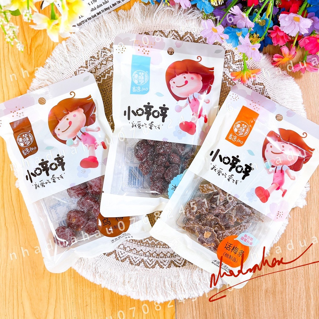 Một gói ô mai xí muội thanh mai đường muối ớt/ đào hồng/ đào cắt lát Hongkong gói mini 90gam