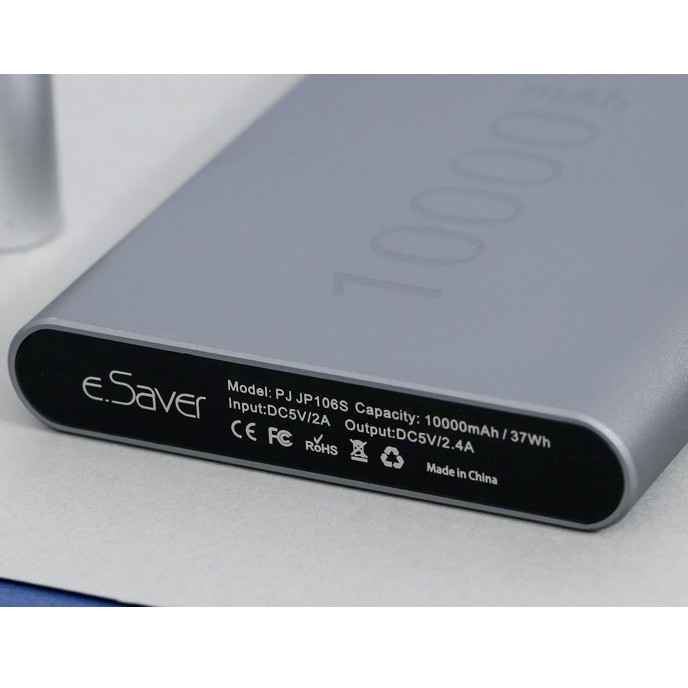 Pin sạc dự phòng eSaver PJ JP106S 10.000mAh Type C/USB - Chính hãng BH 12 tháng