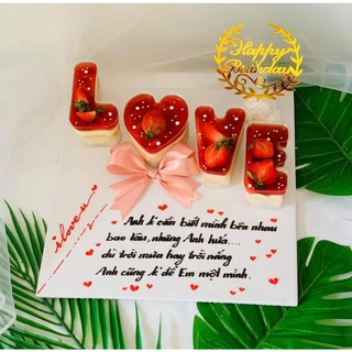 hộp chữ love đổ bánh bông lan,mousse ,tiramisu rau câu