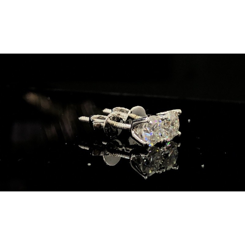 Moissanite - 1 đôi bông tai Moissanite chủ 4,5 ly trắng D, kiểm định; Bạc mạ bạch kim NHỮNG VIÊN MOISSANITE ĐẸP NHẤT