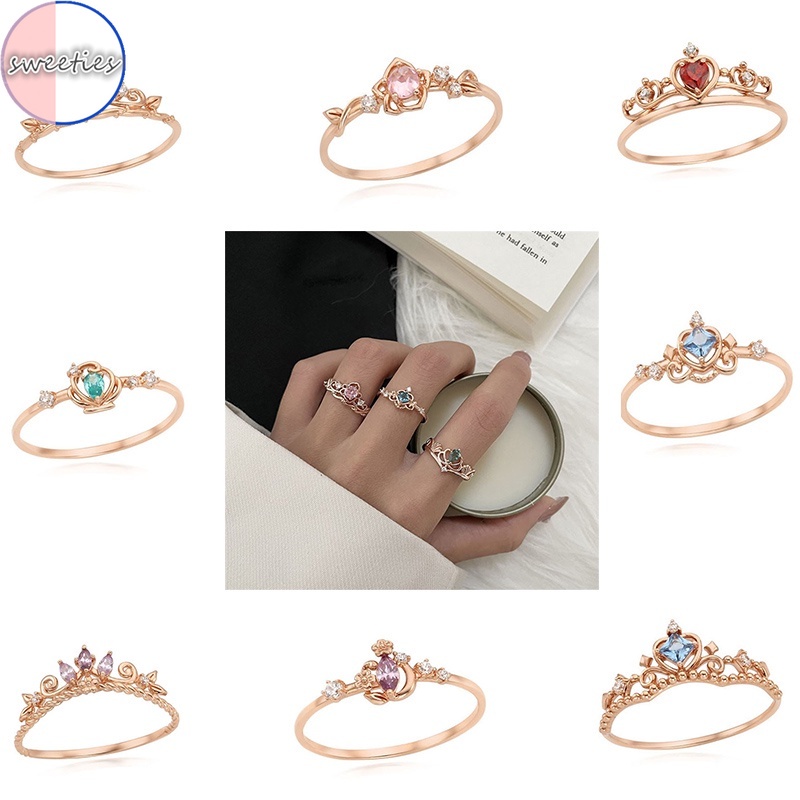 Nhẫn hở hình vương miện màu vàng thời trang cho nữ