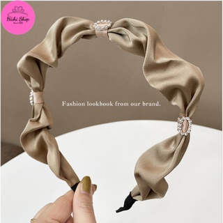 Bờm turban xước tóc lụa đính hạt, bờm tóc, xược tóc phong cách Hàn Quốc