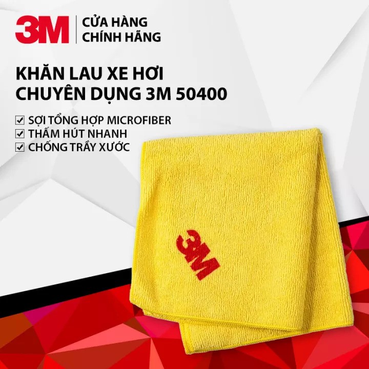 Khăn Lau Đa Năng, Khăn Lau Chuyên dụng Ô tô, sợi Microfiber 3M 50400
