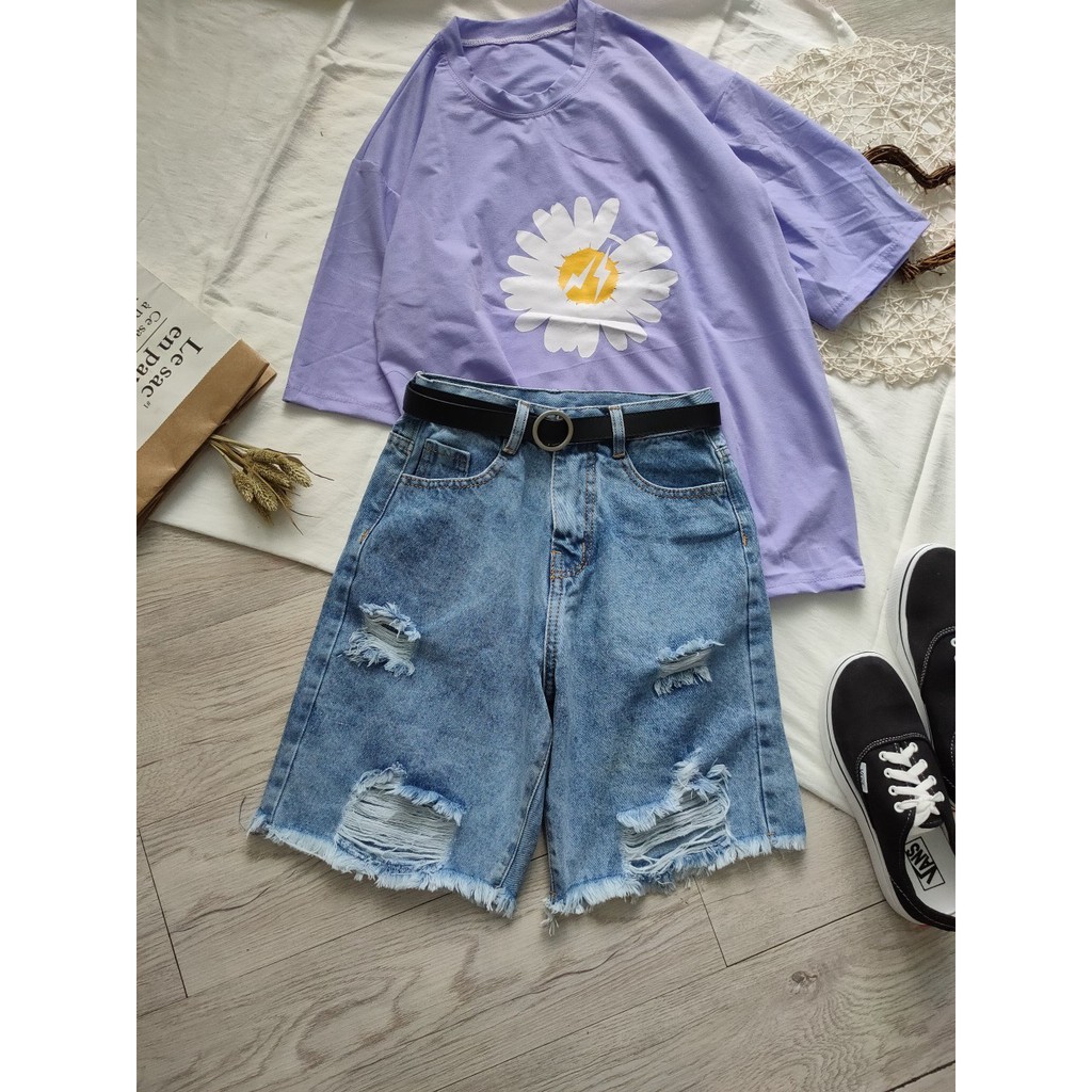 Quần jean ngố 106 rách cá tính, hình thật tự chụp