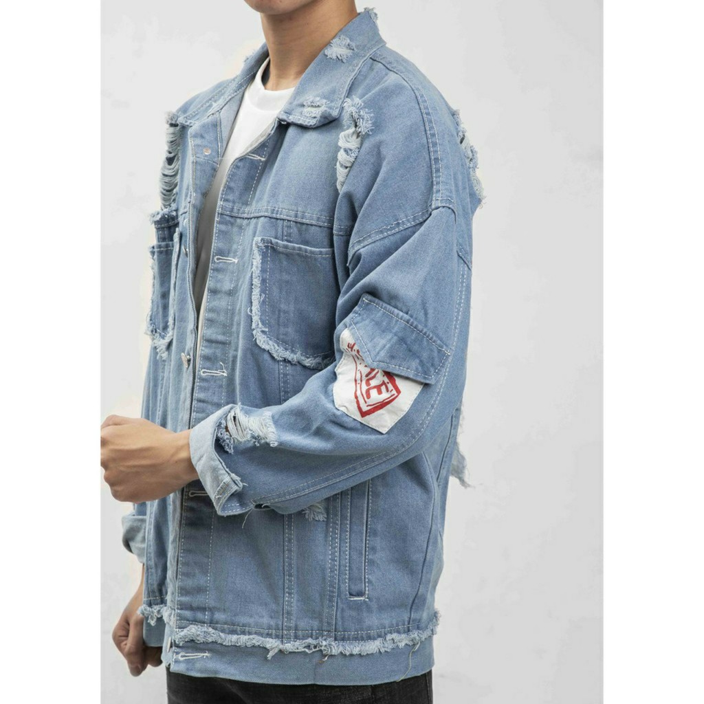 ÁO KHOÁC JEAN PHỐI CHỮ CAO CẤP, ÁO KHOÁC NAM TRẺ TRUNG NĂNG ĐỘNG CÁ TÍNH