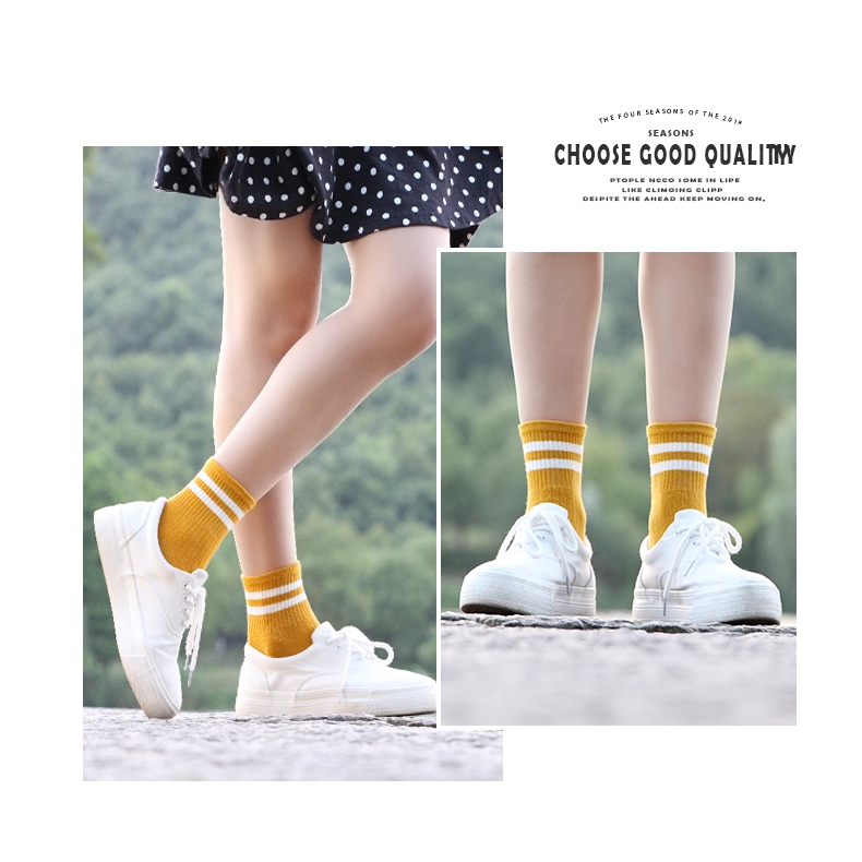Đôi vớ cotton thoáng khí chống trượt họa tiết kẻ sọc 6 màu sắc tùy chọn thời trang