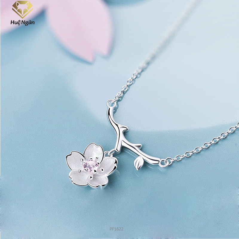 Bộ dây chuyền liền mặt trang sức bạc Ý S925  - Hoa anh đào PP1622