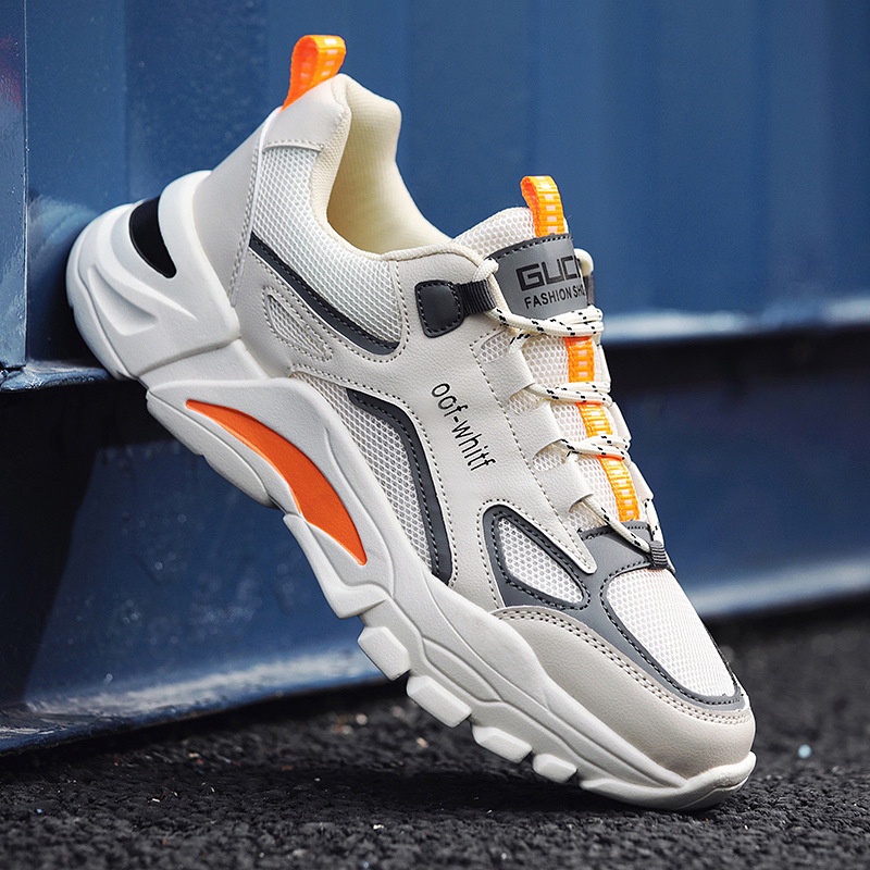 Giày nam sneaker thể thao màu trắng phối cam, phong cách trẻ trung năng động - Mã sản phẩm: TM29