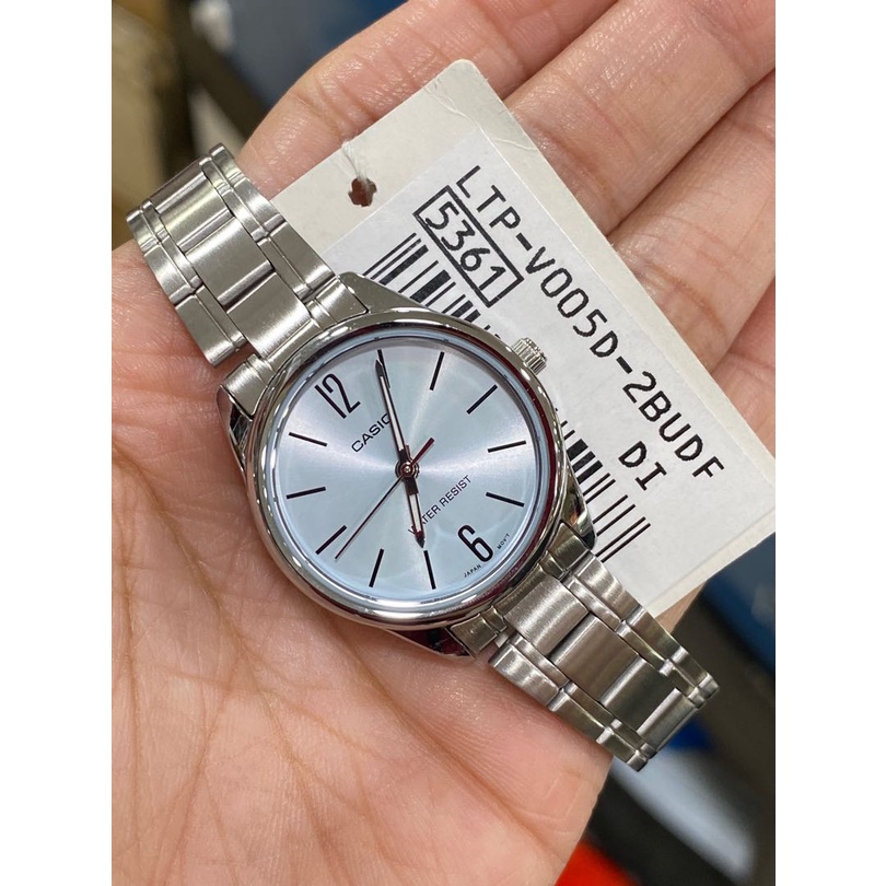 Đồng hồ nữ Casio LTP-V005D-2B dây thép không gỉ, chống nước 50m, hàng chính hãng