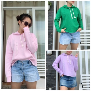 (ảnh thật)Áo hoodie nữ tay dài chất nỉ bông nhẹ -hàng xuất khẩu