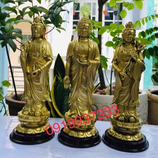 Bộ tượng tam thánh phật màu đồng