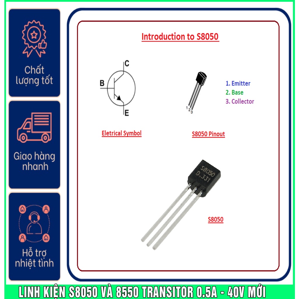 Transistor S8050 S8550 0.5A 40V chân cắm phân loại túi 20 Chiếc Túi 10 chiếc