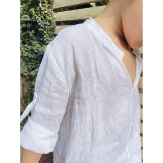 Áo sơ mi bé trai cổ trụ Linen lụa