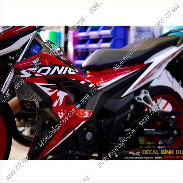 Decal Xe Máy - Tem Trùm Sonic Đỏ Trắng Mẫu Hot Nhất