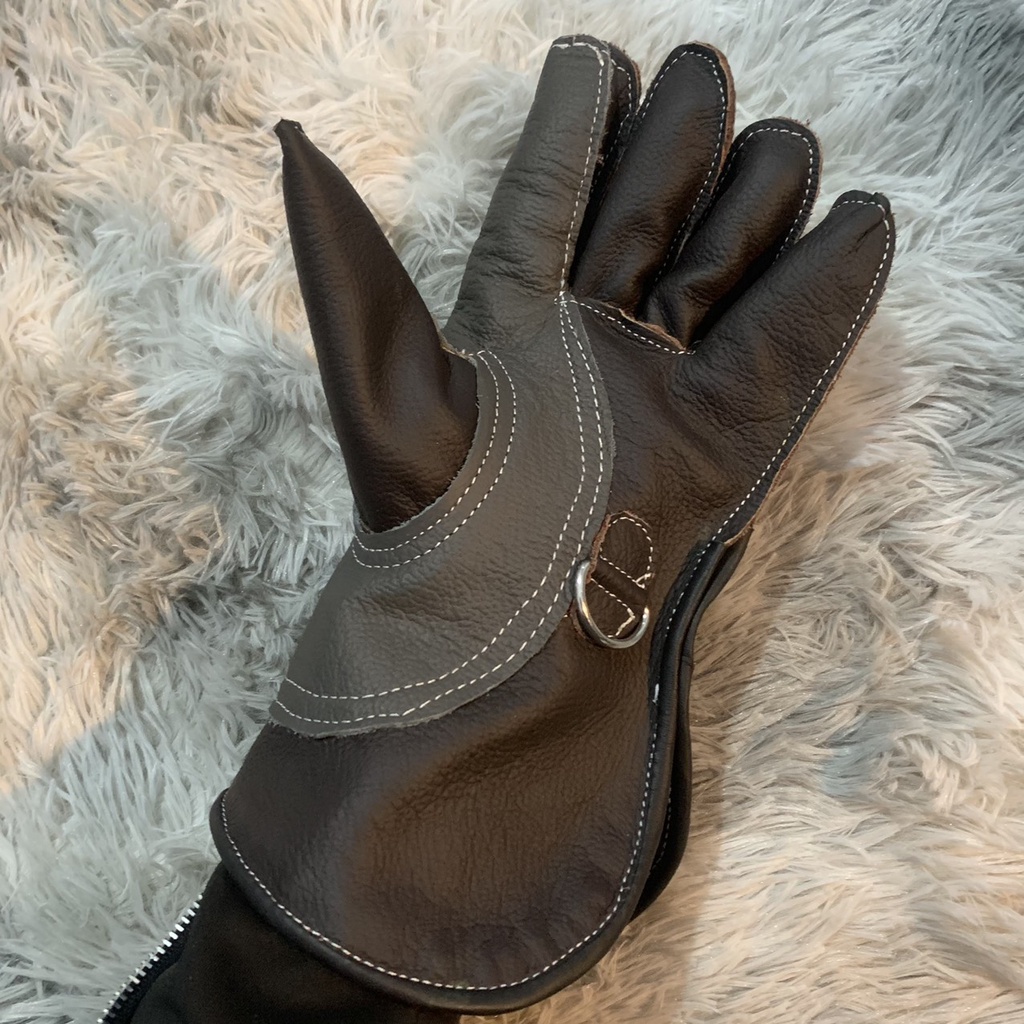 Phụ kiện chim săn - Găng tay chim săn mồi 5 ngón 2 lớp da bò thật chuyên dùng huấn luyện chim săn