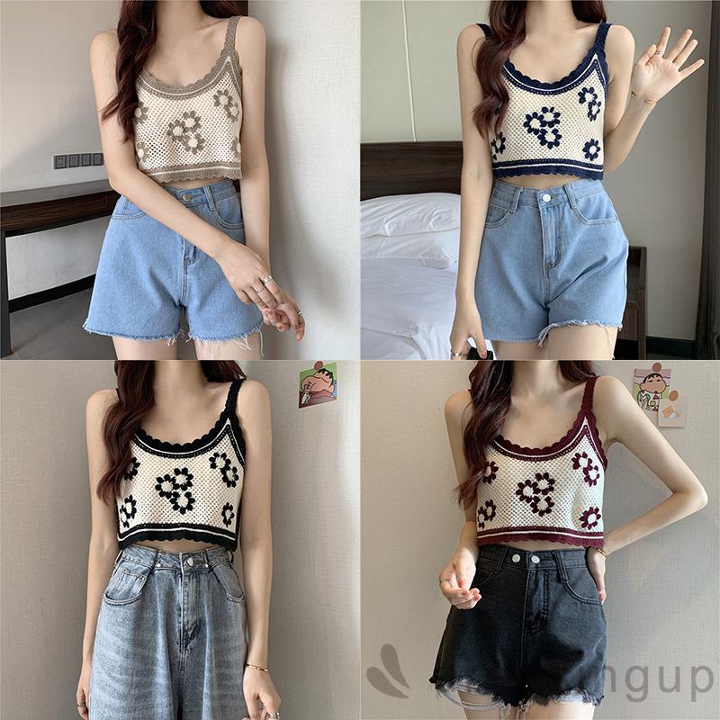 Áo Dệt Kim Cổ Tròn Hở Rốn Thêu Họa Tiết Thời Trang Cho Nữ