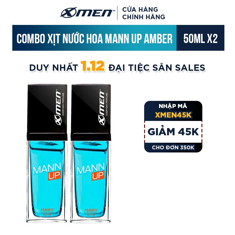 Combo 2 Xịt nước hoa hằng ngày X-Men Everyday Perfume Mann Up Amber 50ml/chai